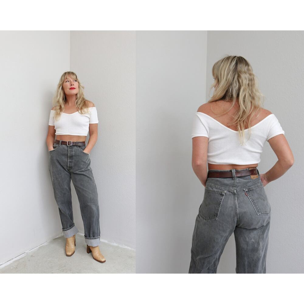 1990's Vintage Levi's 501 USA Gray Button Fly Jeans Women's LG XL 36" 37" Waist